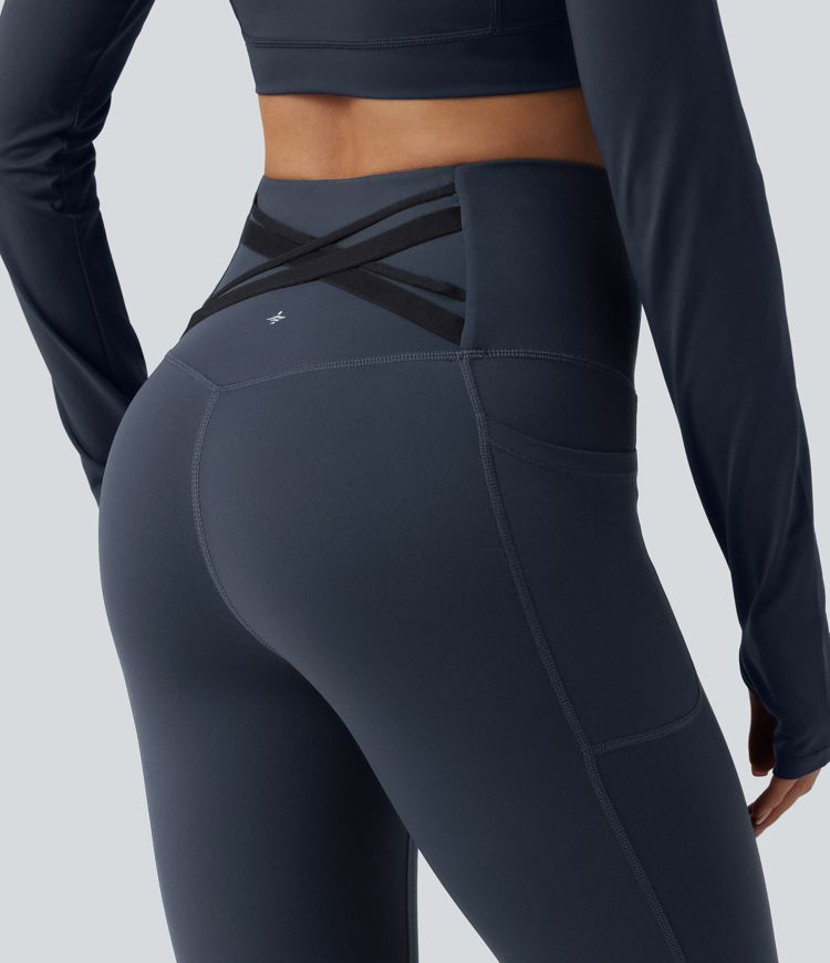 Halara Ultrasculpt™ - Pedal-Pusher-Laufleggings mit hohem Crossover-Bund, Seitentaschen und Bauchkontrolle