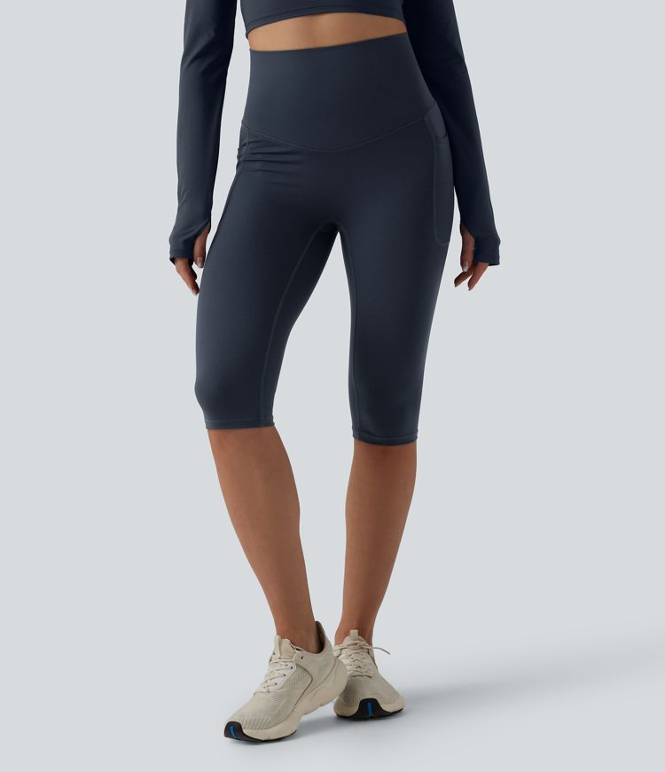 Halara Ultrasculpt™ - Pedal-Pusher-Laufleggings mit hohem Crossover-Bund, Seitentaschen und Bauchkontrolle