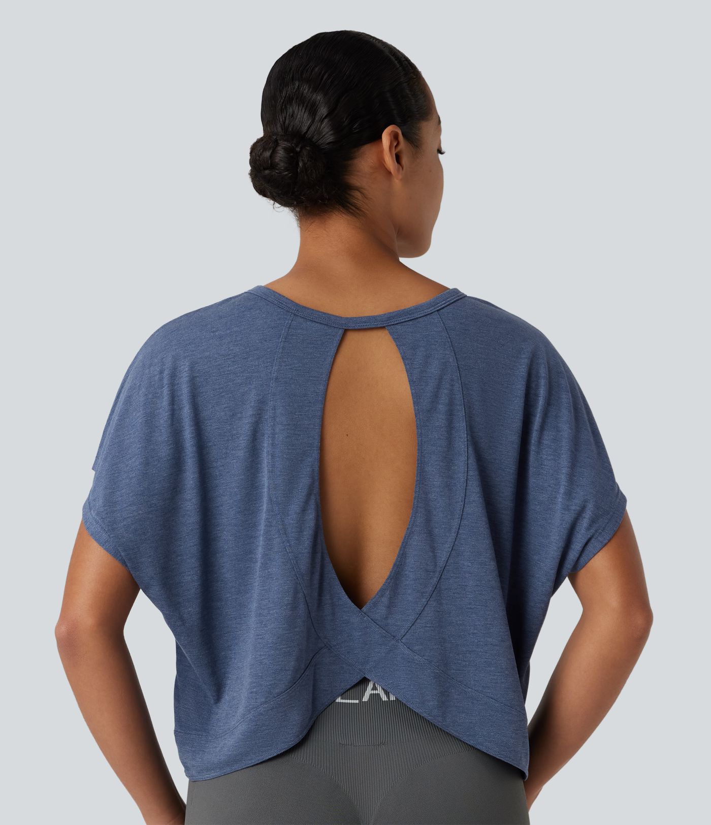 T-shirt décontracté col rond manches courtes chauve-souris