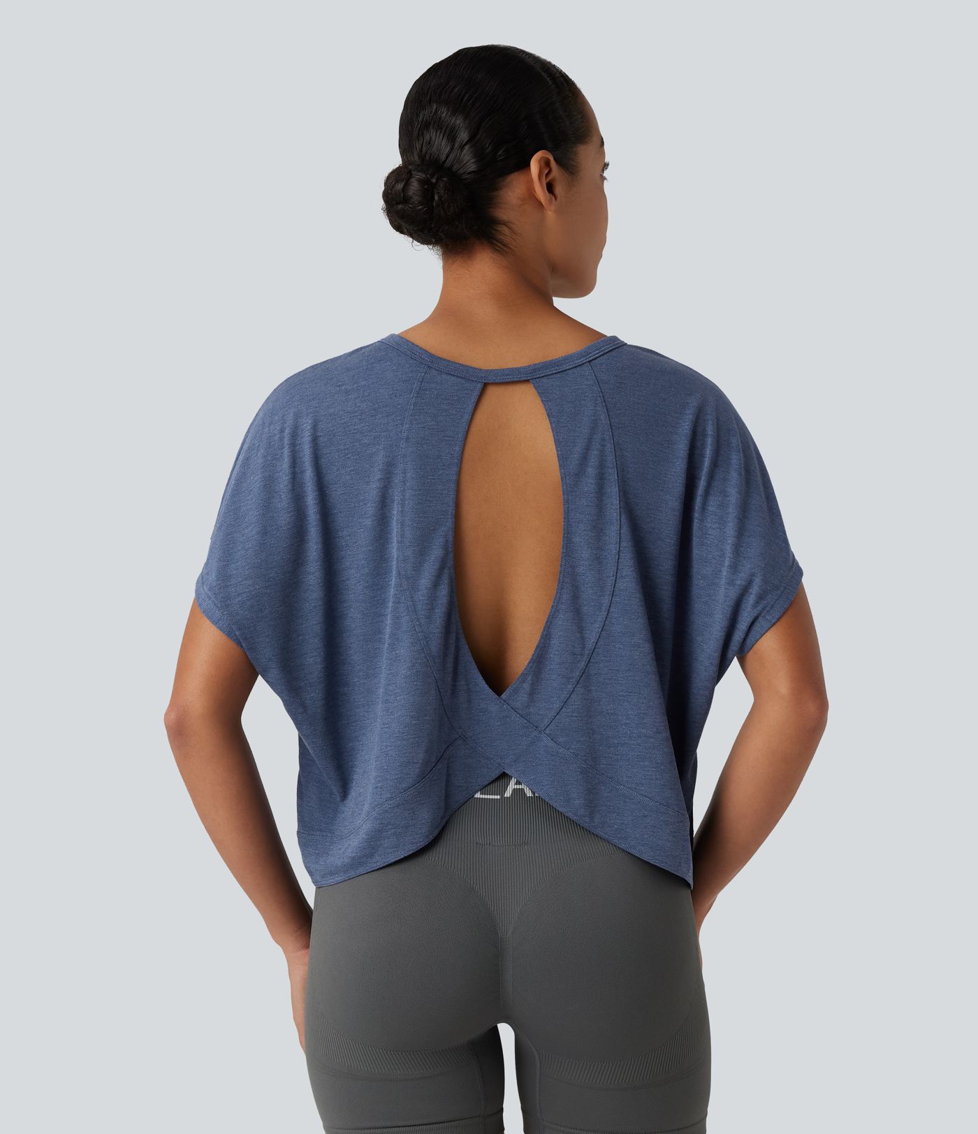 T-shirt décontracté col rond manches courtes chauve-souris