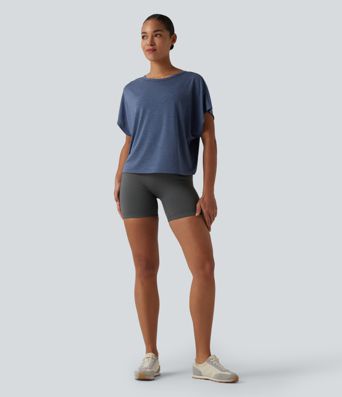 T-shirt décontracté col rond manches courtes chauve-souris