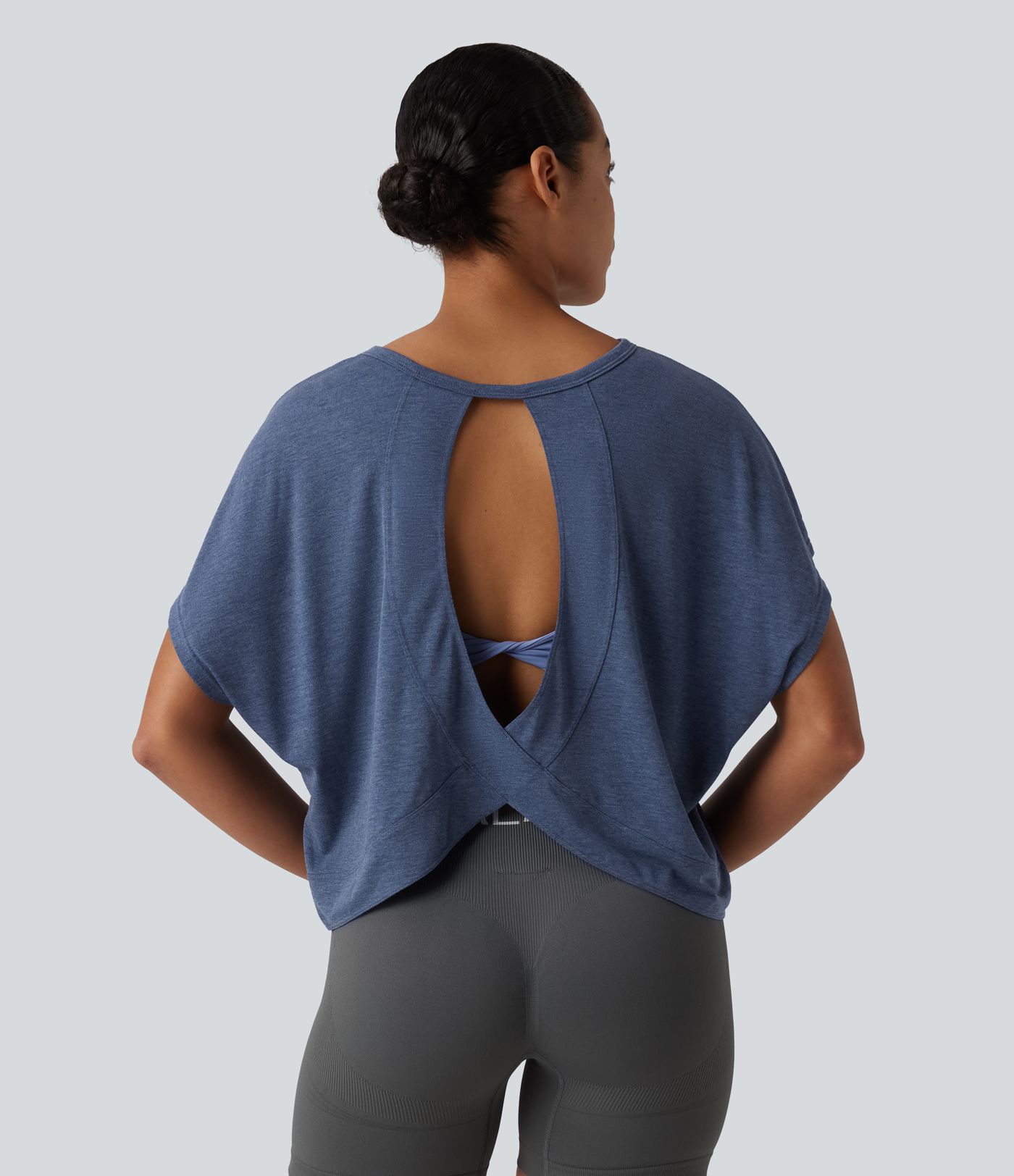 T-shirt décontracté col rond manches courtes chauve-souris