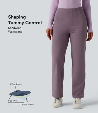 Halara Flex™ DayStretch - High-waisted work trousers with side pockets, waist control and straight leg