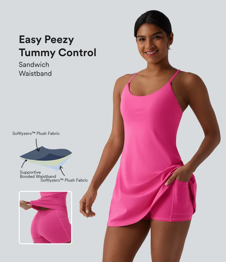 Softlyzero™ Plush Tummy Control Active Dress with Pockets-Easy Peezy Edition