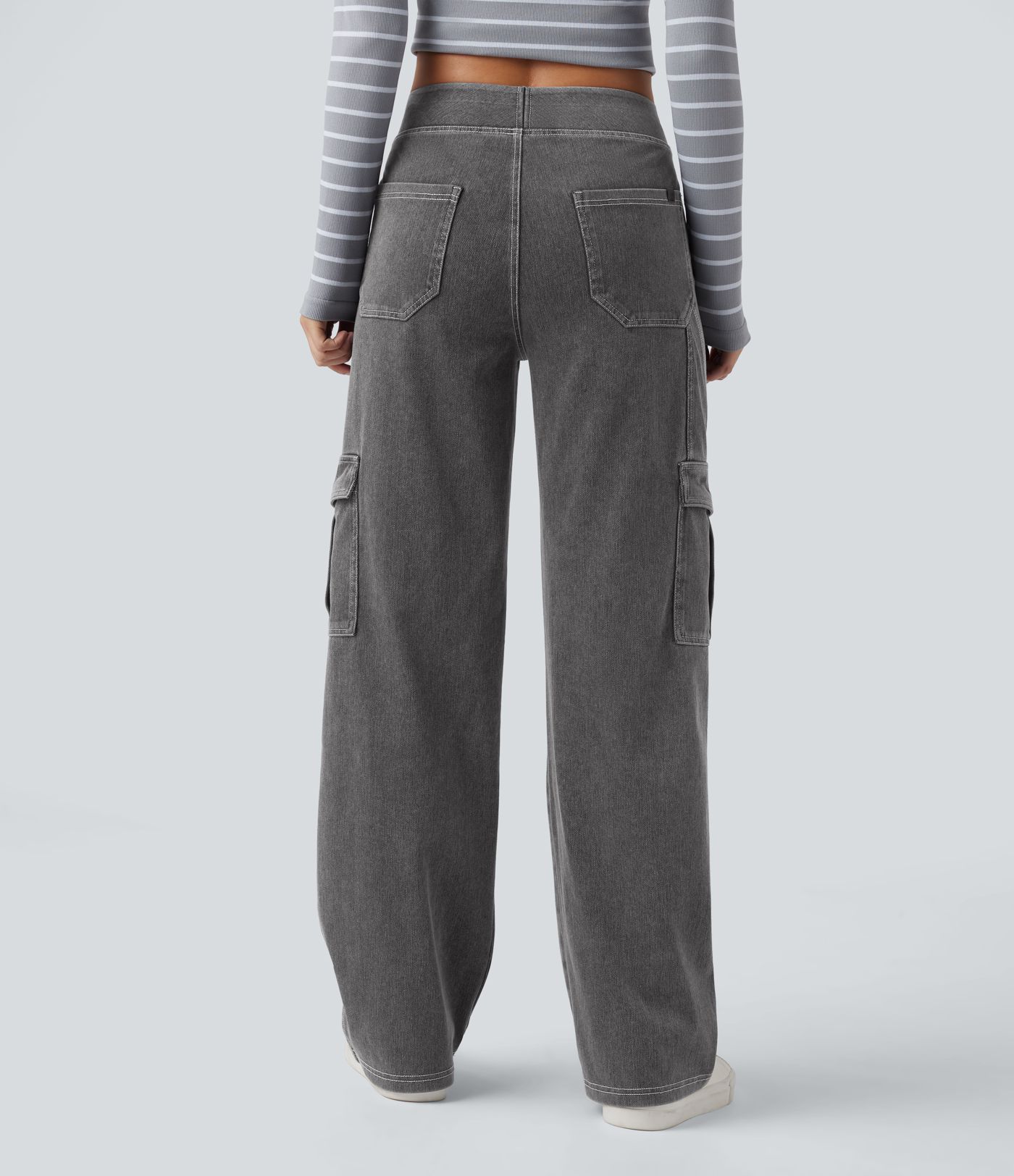 Halara Flex™ Mid Rise Pockets Straight Leg Women Casual Cargo Denim Jeans