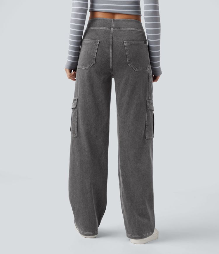 Halara Flex™ Mid Rise Pockets Straight Leg Women Casual Cargo Denim Jeans