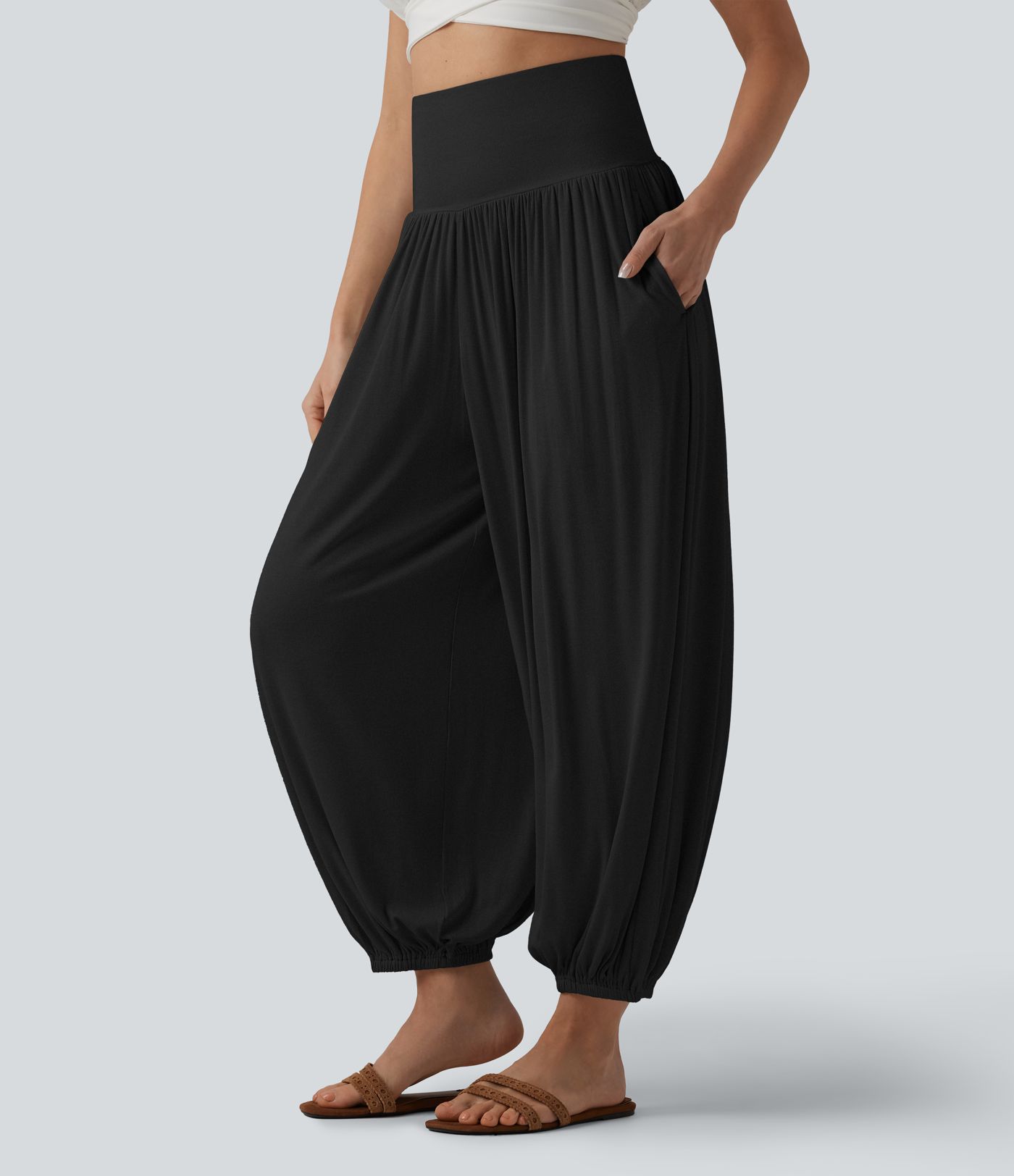 Ribbed Super High Waisted Joggers with Pockets