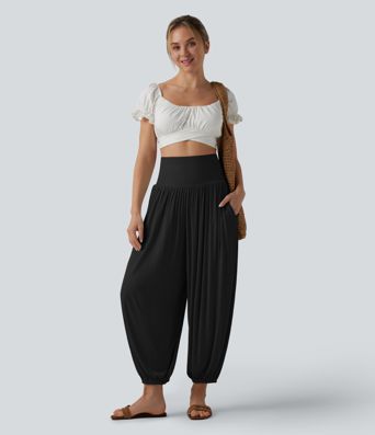 Ribbed Super High Waisted Joggers with Pockets