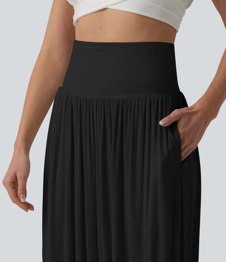 Ribbed Super High Waisted Joggers with Pockets