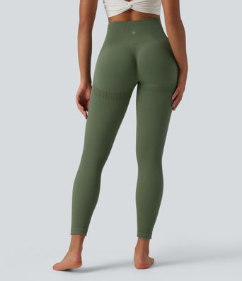 Seamless Flow High Waisted Tummy Control Butt Lifting 7/8 Yoga Leggings