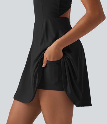 SoftlyZero™ Airy 2-in-1 Cool Touch Mini Dance Active Dress with Pockets-Easy Peezy Edition-Longer Length