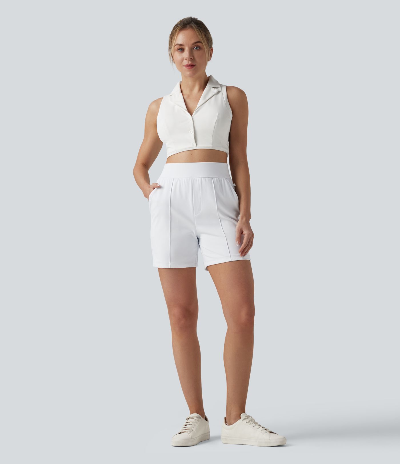 Mid High Waisted Quick Dry Golf Shorts with Pockets 5''-Golf Tee-UPF40+