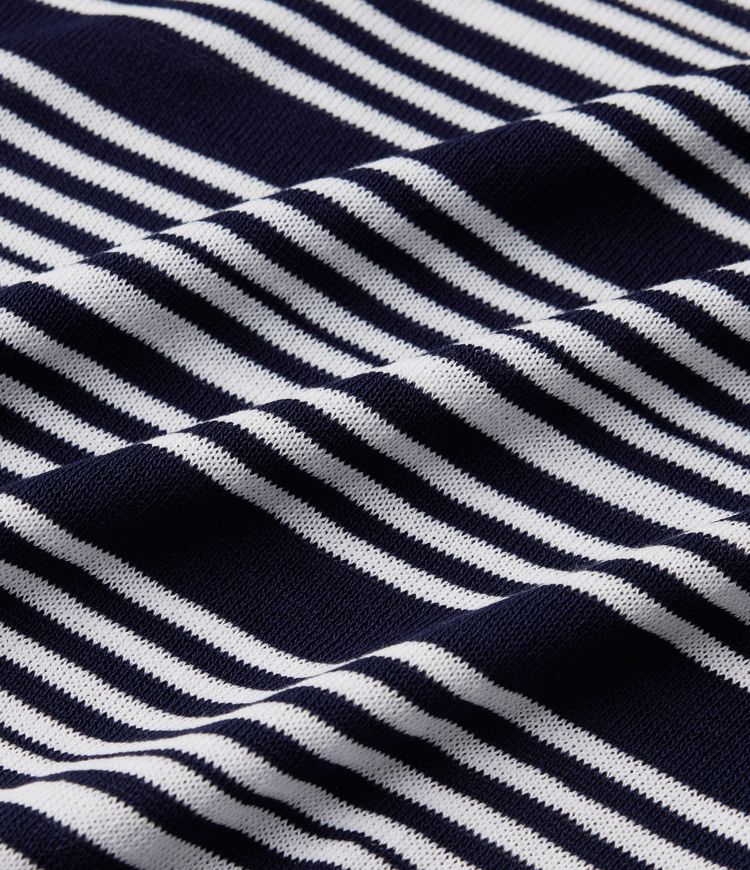 V-nyakú, rövid ujjú, csíkos mindennapi póló