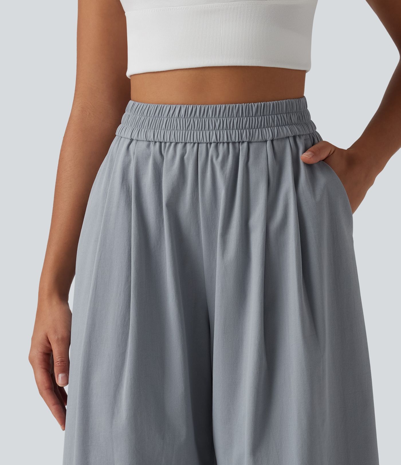 High Waisted Wide Leg Casual Pants with Pockets
