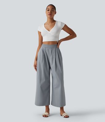 High Waisted Wide Leg Casual Pants with Pockets