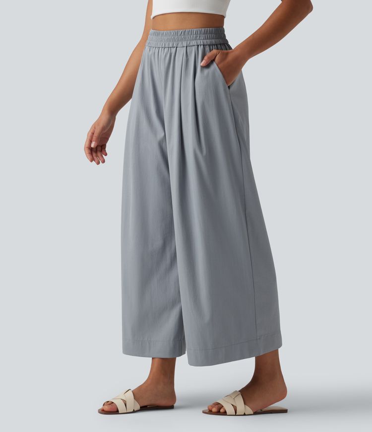 High Waisted Wide Leg Casual Pants with Pockets