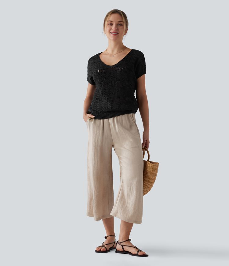 V Neck Short Sleeve Jumper