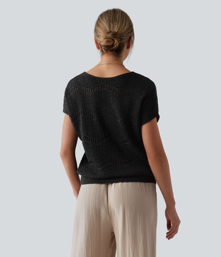 V Neck Short Sleeve Jumper