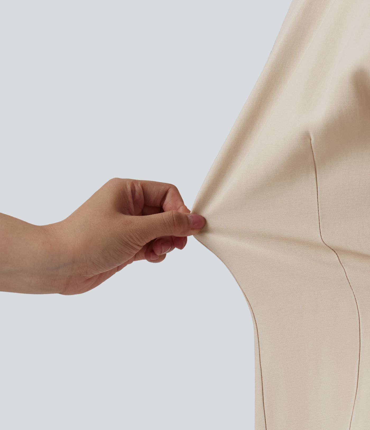 V Neck Short Sleeve Tie Front Work Linen-Feel Blouse