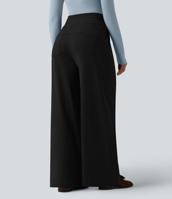 High Waisted Wide Leg Casual Pants with Pockets