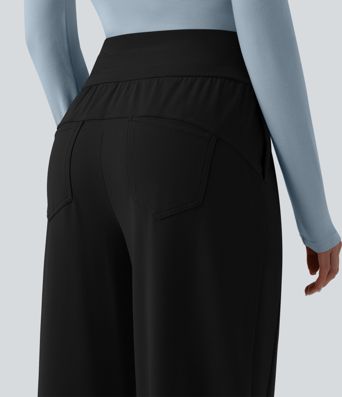 High Waisted Wide Leg Casual Pants with Pockets