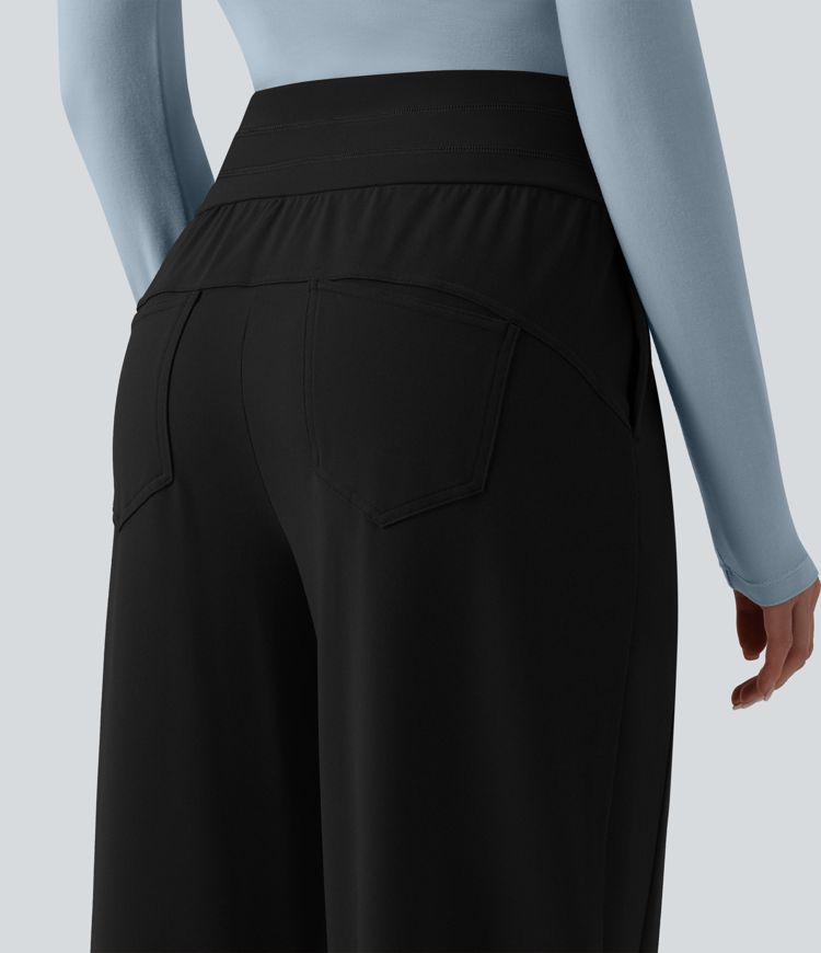 High Waisted Wide Leg Casual Pants with Pockets