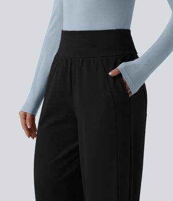 High Waisted Wide Leg Casual Pants with Pockets