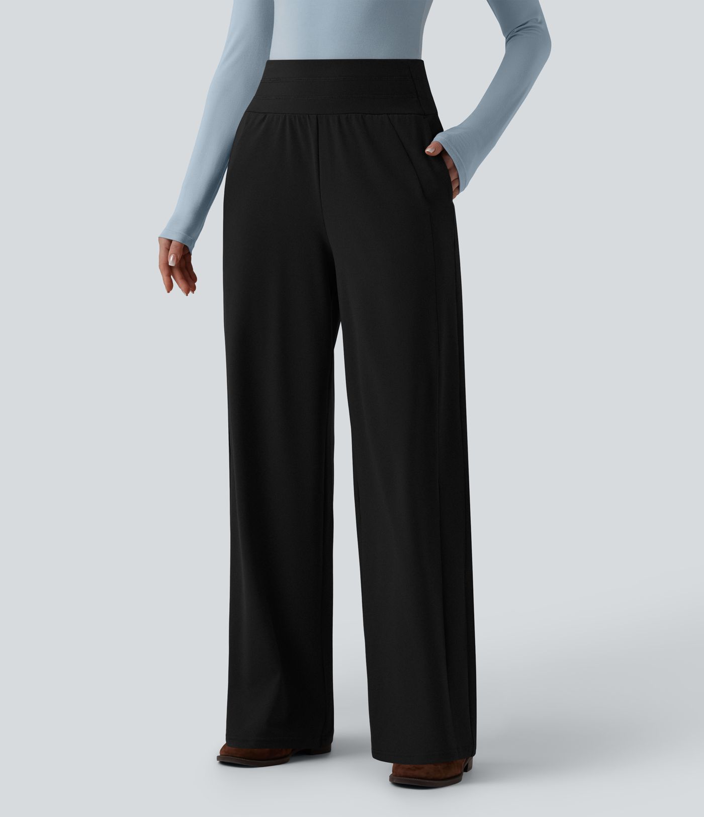 High Waisted Wide Leg Casual Pants with Pockets