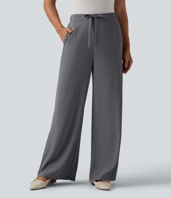 Halara Flex™ High Waisted Drawstring Wide Leg Work Pants with Pockets