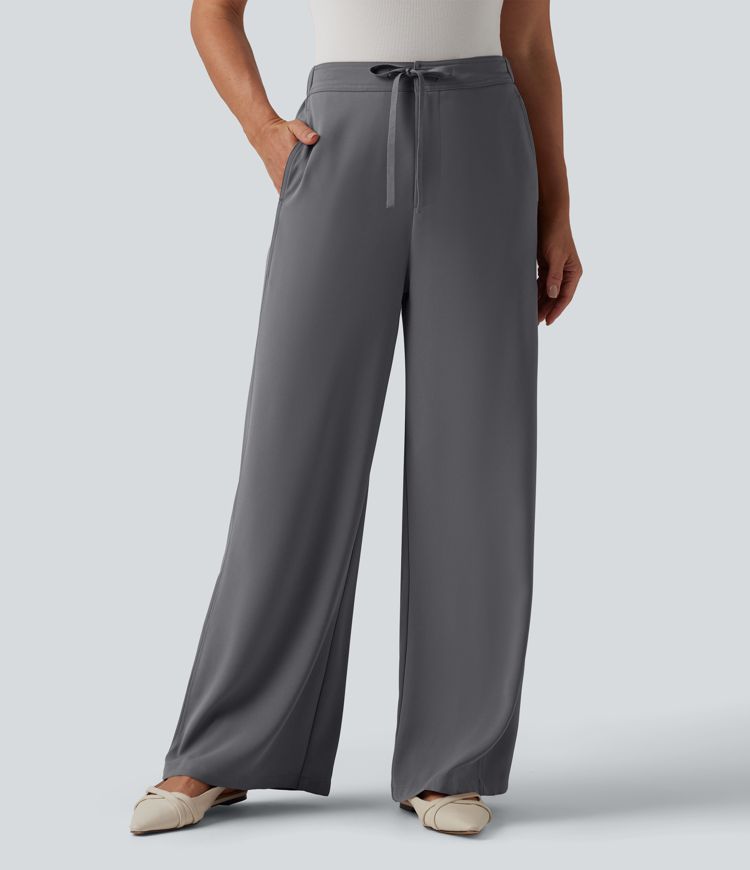 Halara Flex™ High Waisted Drawstring Wide Leg Work Pants with Pockets