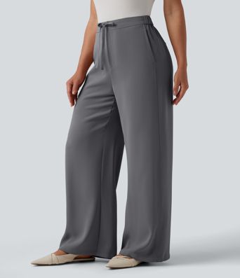 Halara Flex™ High Waisted Drawstring Wide Leg Work Pants with Pockets