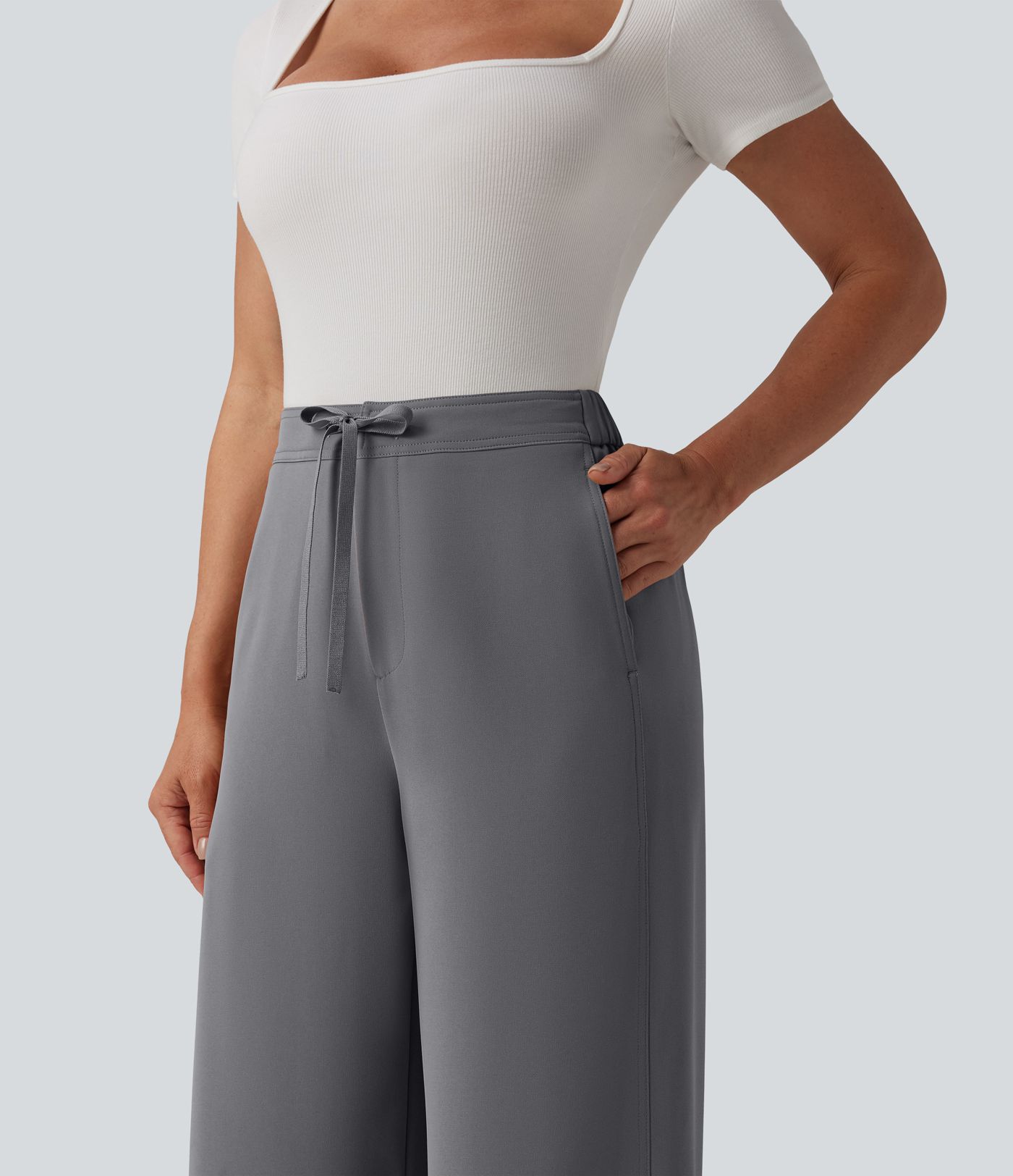 Halara Flex™ High Waisted Drawstring Wide Leg Work Pants with Pockets