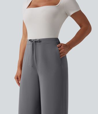 Halara Flex™ High Waisted Drawstring Wide Leg Work Pants with Pockets
