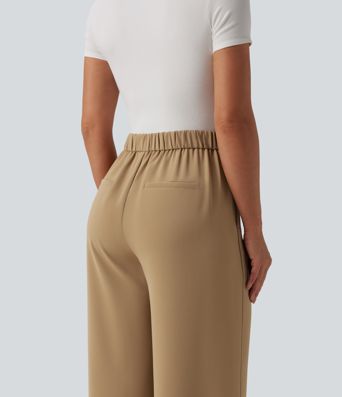 Halara Flex™ hochgeschnittene Arbeitshose mit Kordelzug, weitem Bein und Taschen