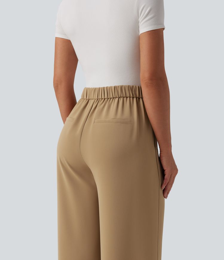 Halara Flex™ hochgeschnittene Arbeitshose mit Kordelzug, weitem Bein und Taschen