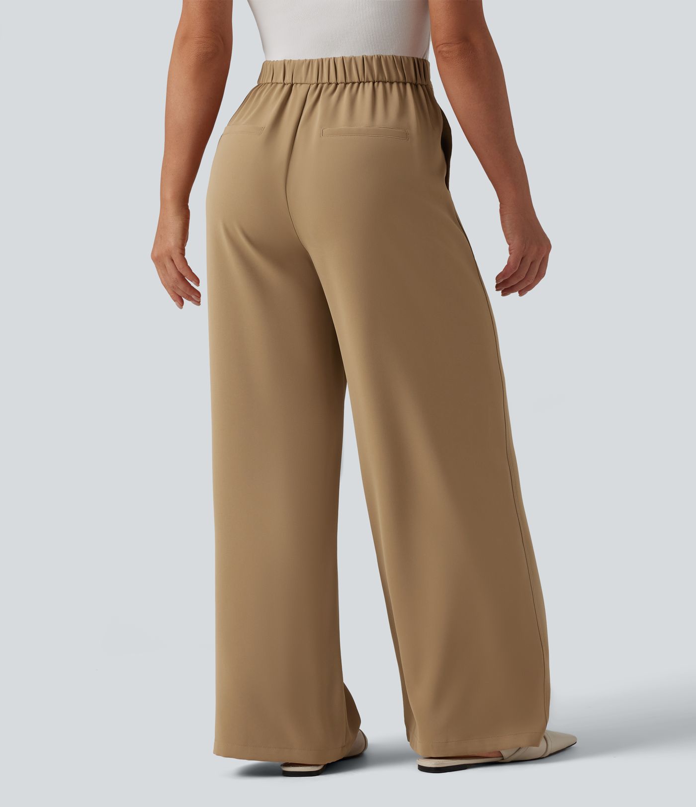 Halara Flex™ hochgeschnittene Arbeitshose mit Kordelzug, weitem Bein und Taschen