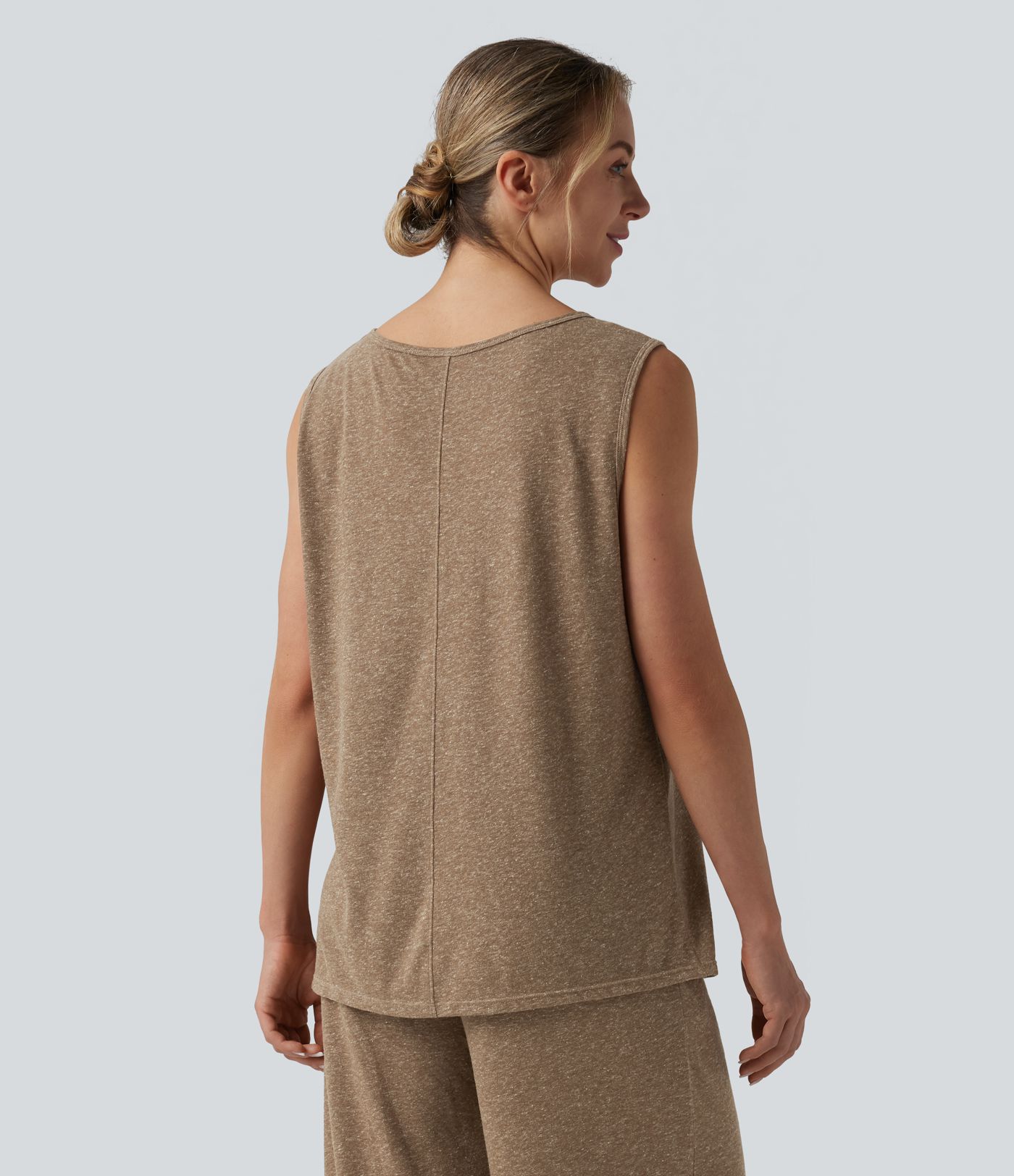 Lässiges Tanktop aus Leinenmischung mit Rundhalsausschnitt