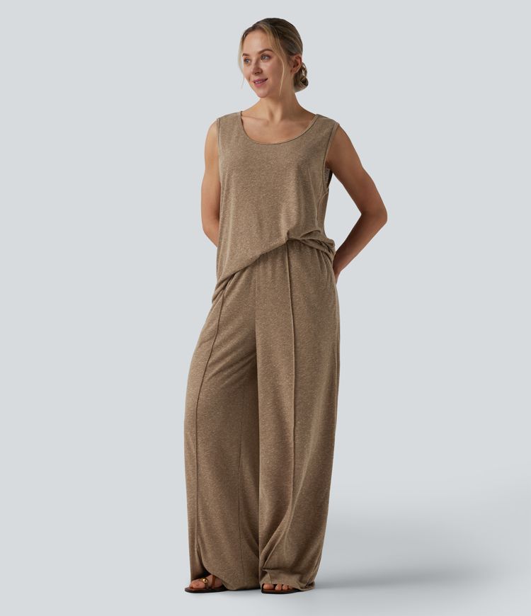 Lässiges Tanktop aus Leinenmischung mit Rundhalsausschnitt