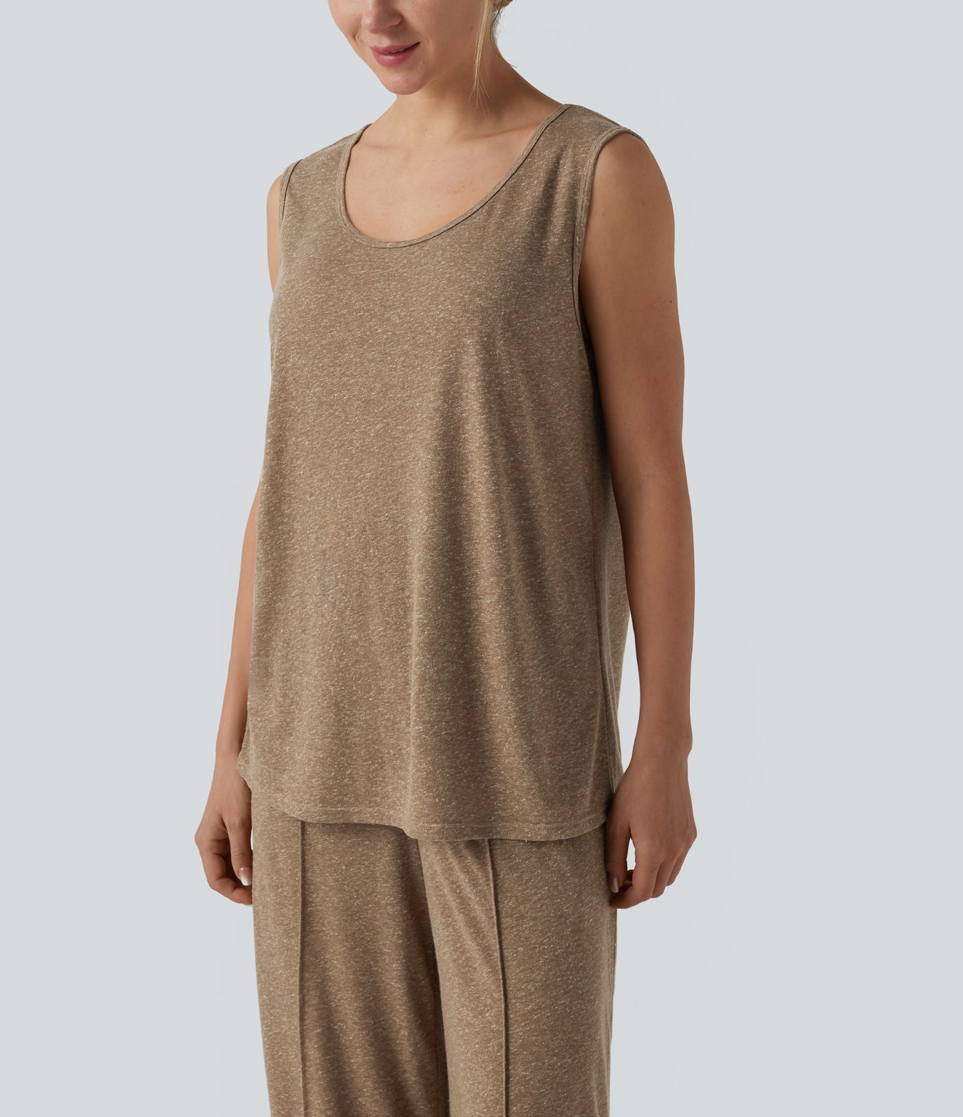 Lässiges Tanktop aus Leinenmischung mit Rundhalsausschnitt