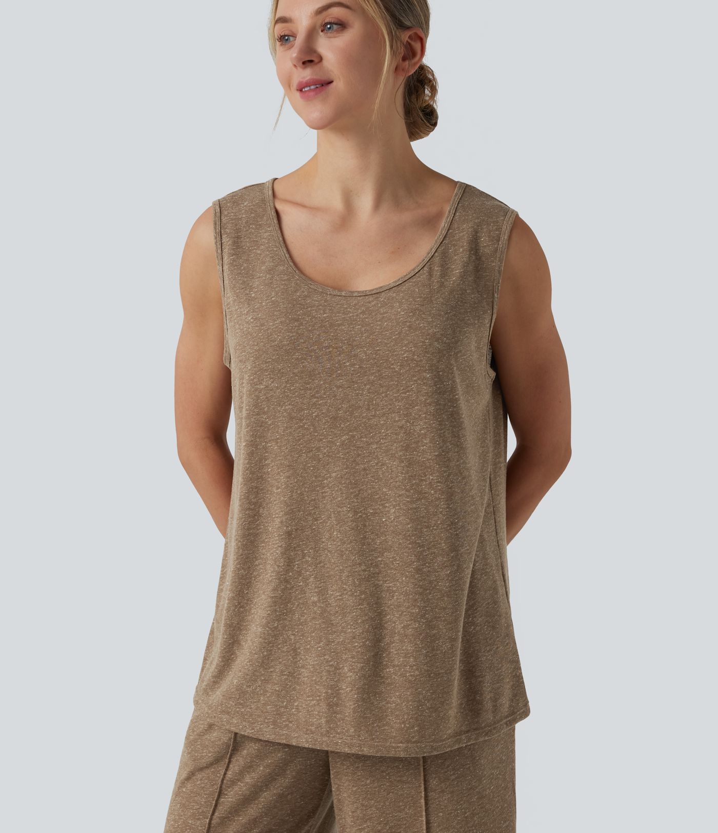 Lässiges Tanktop aus Leinenmischung mit Rundhalsausschnitt