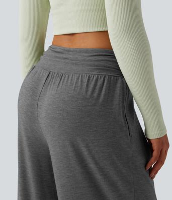 High Waisted Ruched Heathered Yoga Pants with Pockets High Waisted Ruched Heathered Yoga Pants with Pockets