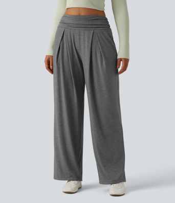 High Waisted Ruched Heathered Yoga Pants with Pockets High Waisted Ruched Heathered Yoga Pants with Pockets