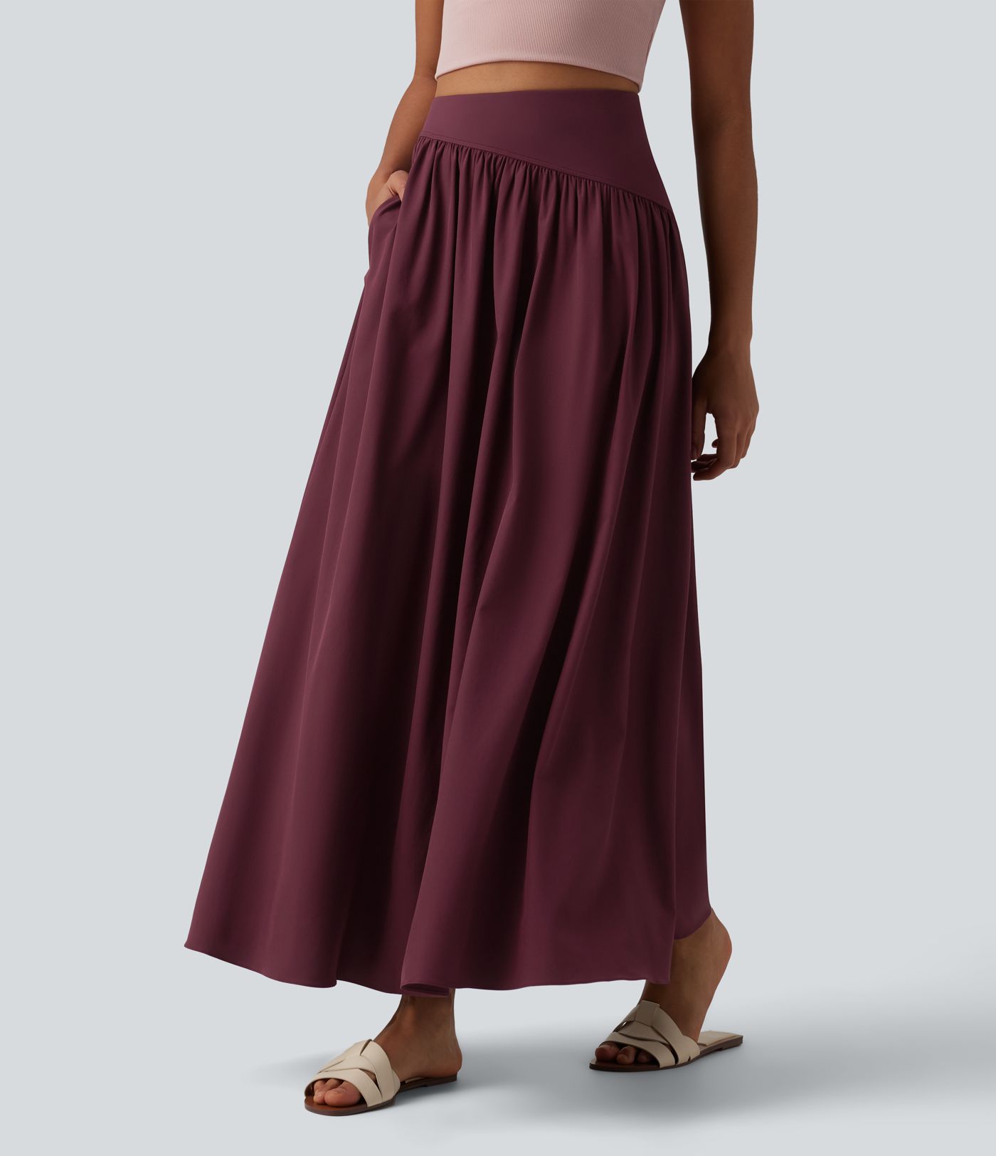 Breezeful™ Jupe maxi décontractée fluide taille haute à séchage rapide avec poches