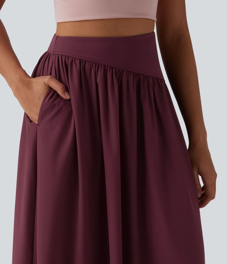 Breezeful™ Jupe maxi décontractée fluide taille haute à séchage rapide avec poches