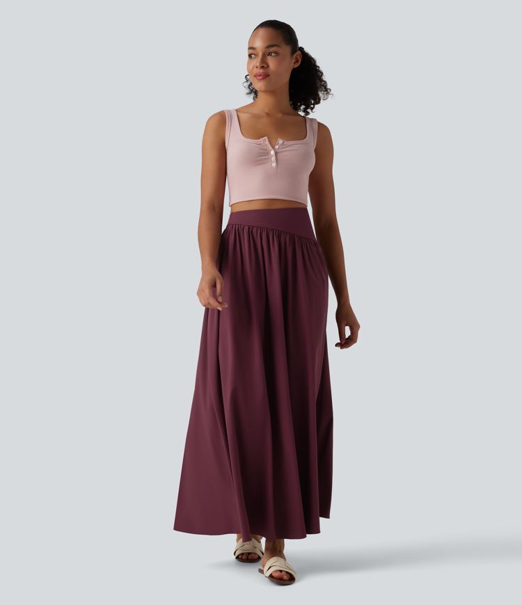 Breezeful™ Jupe maxi décontractée fluide taille haute à séchage rapide avec poches