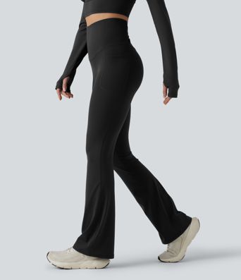 Halara Ultrasculpt™ High Waisted Tummy Control Crossover Back Bootcut Workout Leggings with Pockets