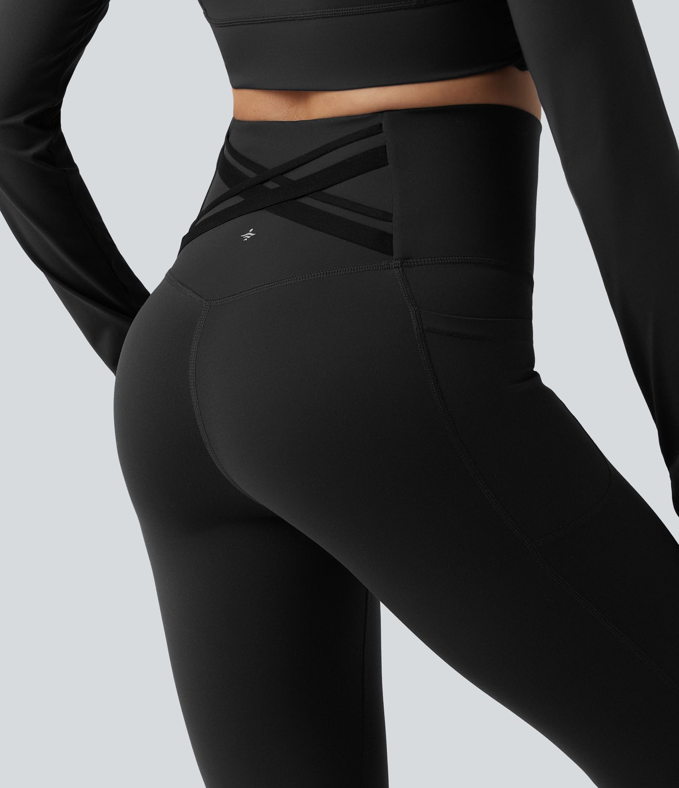 Halara Ultrasculpt™ High Waisted Tummy Control Crossover Back Bootcut Workout Leggings with Pockets