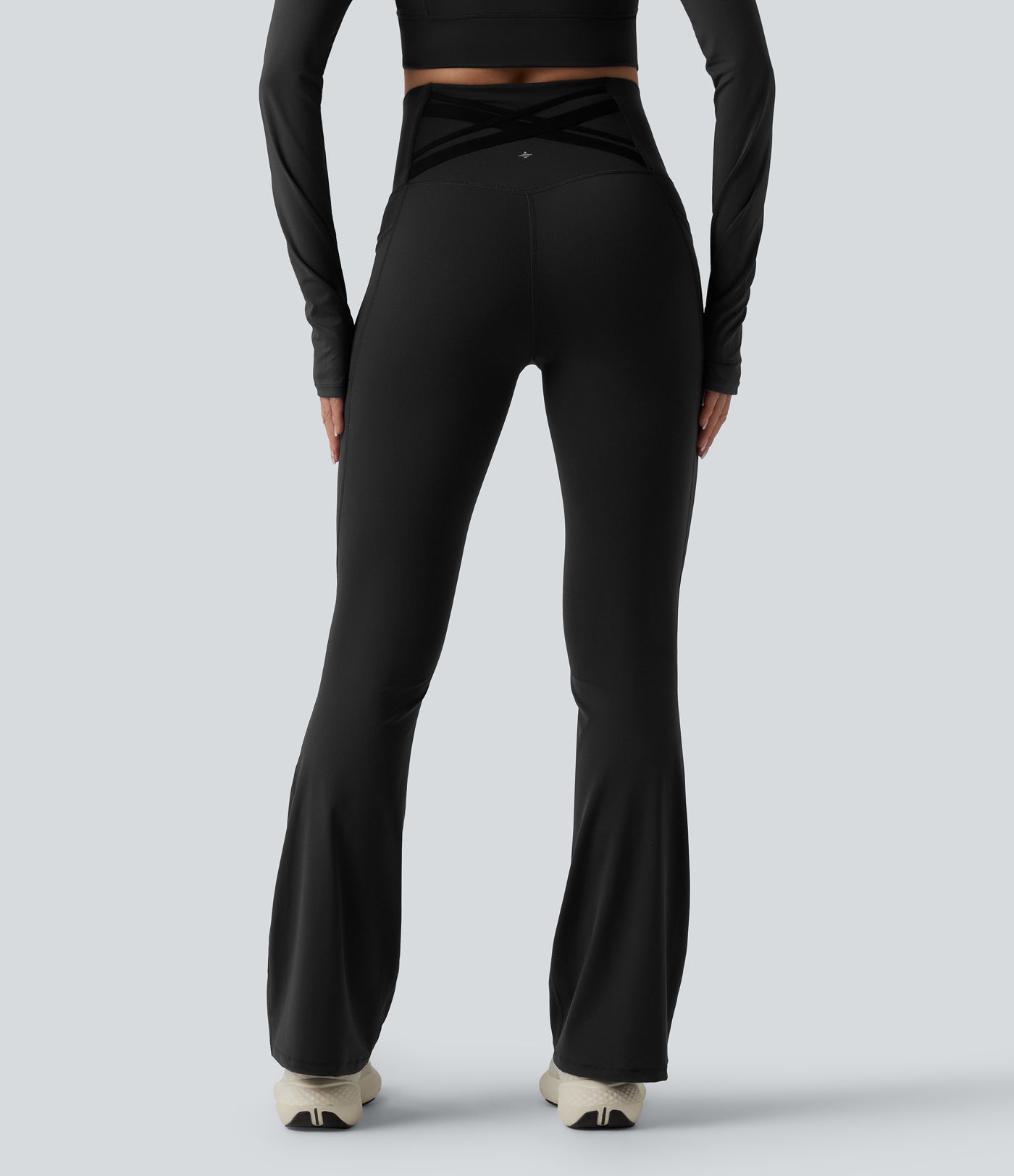 Halara Ultrasculpt™ High Waisted Tummy Control Crossover Back Bootcut Workout Leggings with Pockets