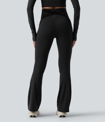 Halara Ultrasculpt™ High Waisted Tummy Control Crossover Back Bootcut Workout Leggings with Pockets