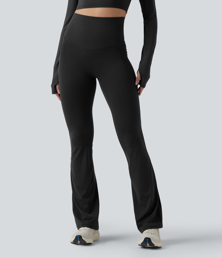 Halara Ultrasculpt™ High Waisted Tummy Control Crossover Back Bootcut Workout Leggings with Pockets